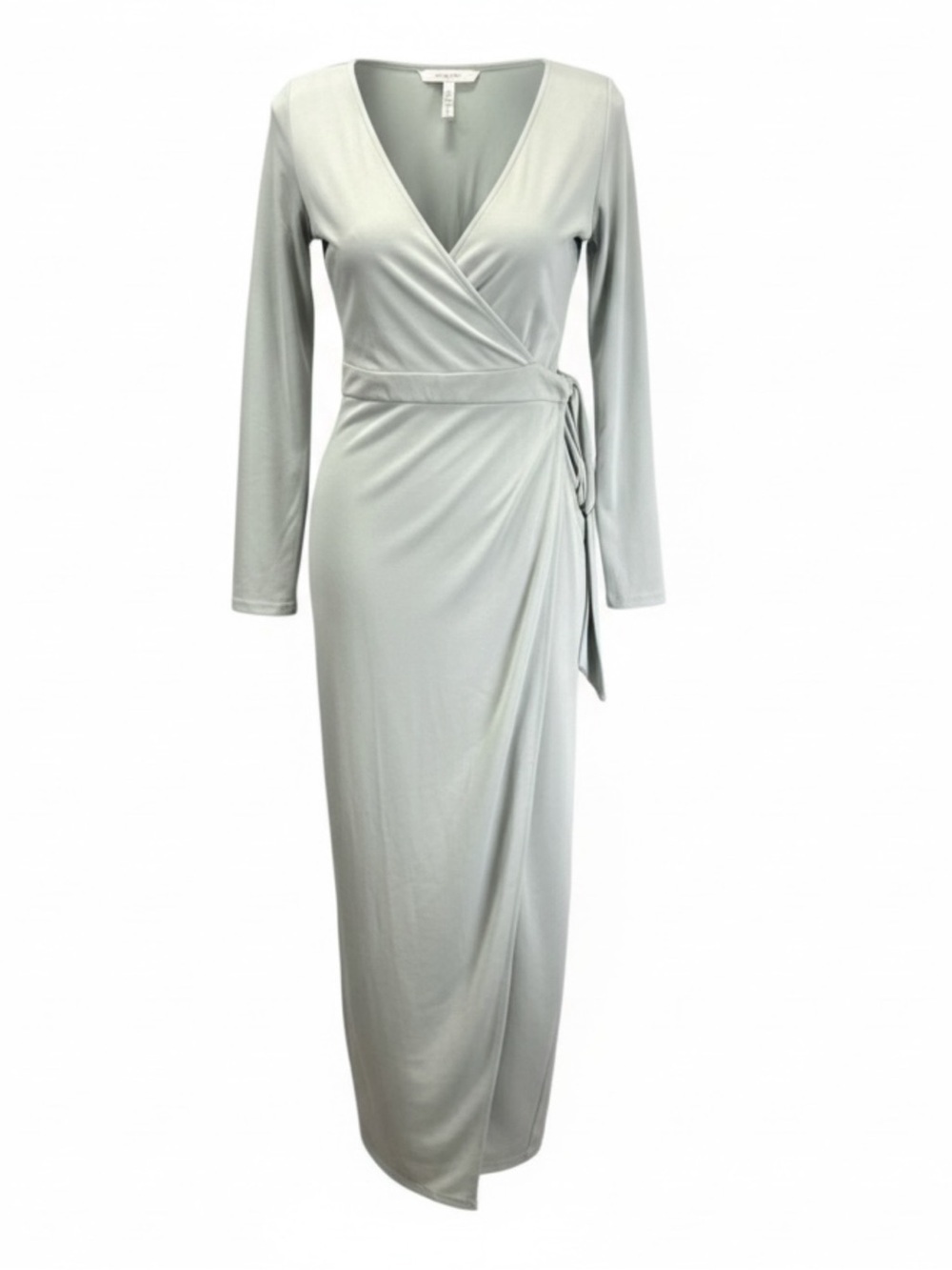 Kittenish Green Long Sleeve V-Neck Sheath Dress